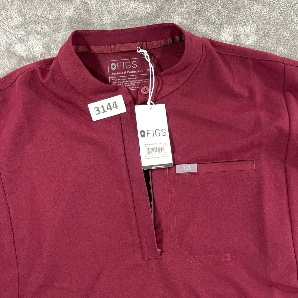 FIGS Montex Classic‎ Mock Neck Scrub Top Women XL Burgundy 1000836 Maroon